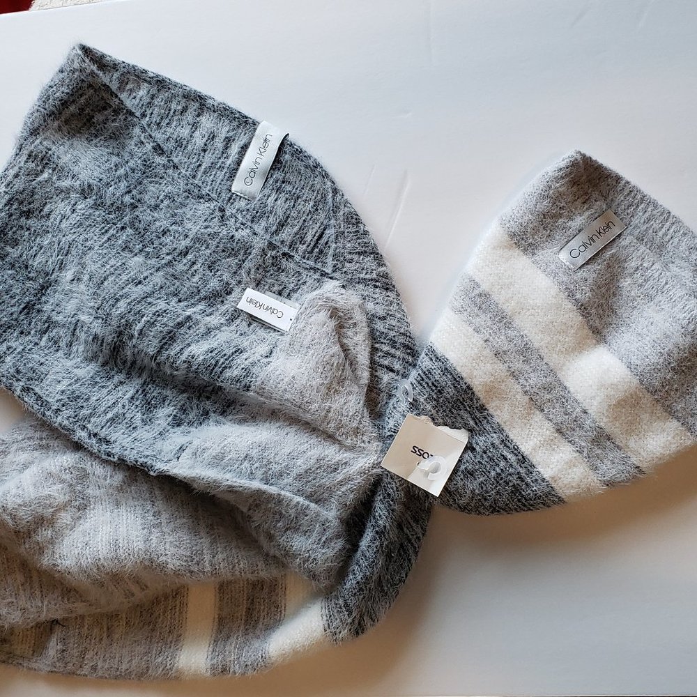 Calvin Klein NWT Fuzzy Beanie and Infinity Scarf